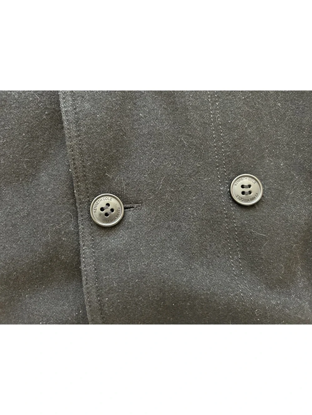 Kenneth Cole Double Breasted Wool Peacoat Men's Sz L Black Elegant Nautical